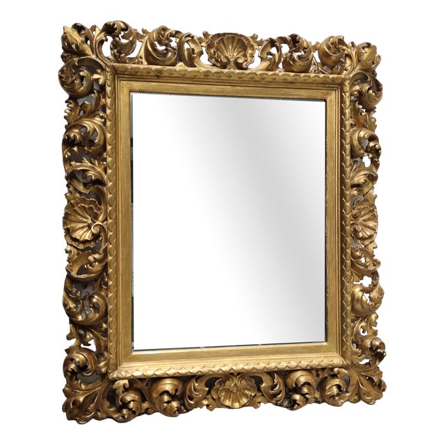 19th Century Cartoccio Wooden Mirror in Gold Leaf, 1850 For Sale