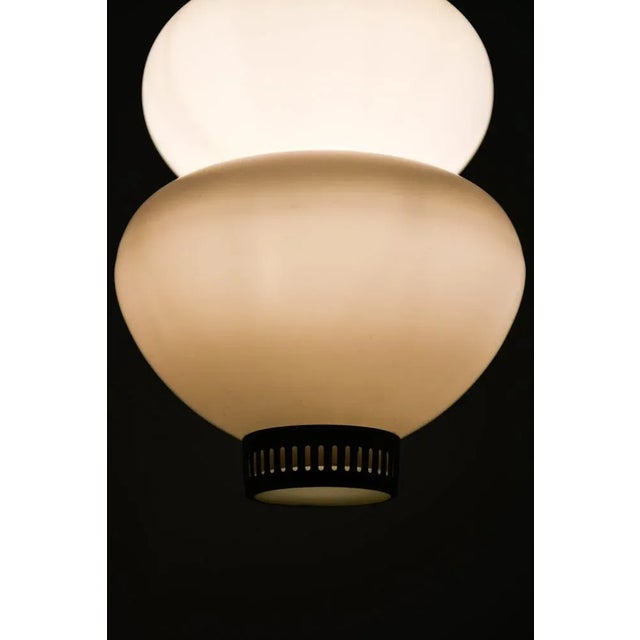 Bent Karlby Ceiling Lamp in Brass and Opaline Glass by Bent Karlby, 1950s For Sale - Image 4 of 7