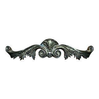 1970s Traditional Neoclassical Solid Brass Wall Accent Pediment For Sale
