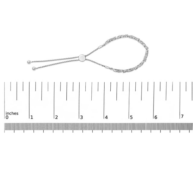 Early 21st Century .925 Sterling Silver 1/2 Cttw Diamond Weave and Station Bolo Bracelet For Sale - Image 5 of 5