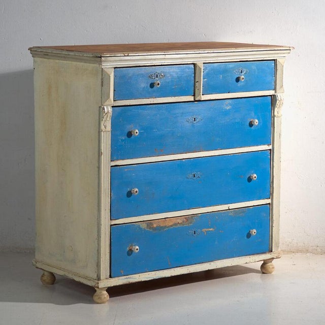 Antique Painted Chest of Drawers in Pine, Central Europe, 1890 For Sale - Image 16 of 16