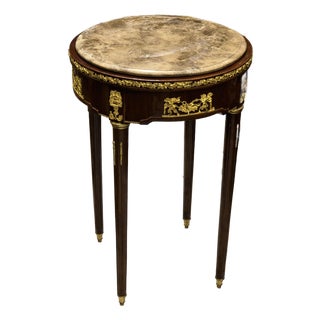 Baroque Style Side Table – Gold Accents With Marble Top, Elegant French Design (19” W X 19” D) For Sale