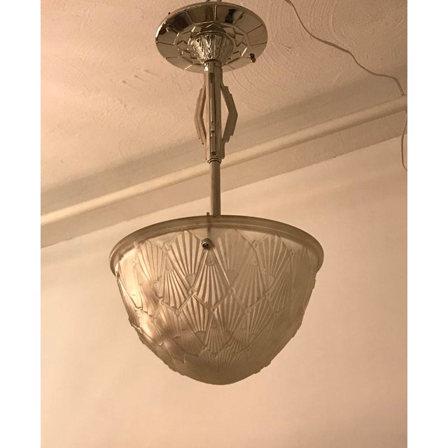 French Art Deco Pendant Chandelier by Hettier and Vincent For Sale - Image 10 of 13