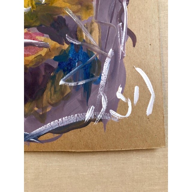 Outsider Folk Art Expressionist Rabbi Israeli Painting Signed Hebrew Jewish Star For Sale - Image 4 of 7