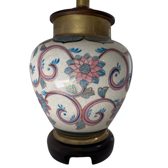 Chinoiserie Vintage Frederick Cooper Chinoiserie Crackle Glaze Ginger Jar Table Lamp For Sale - Image 3 of 16