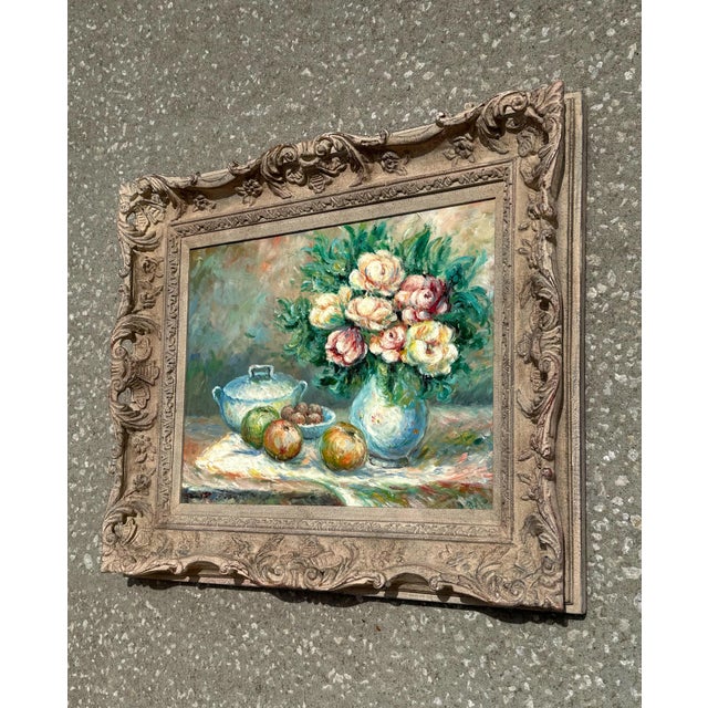 Vintage Boho Abstract Still Life Oil on Canvas Signed by the Artist For Sale - Image 4 of 5