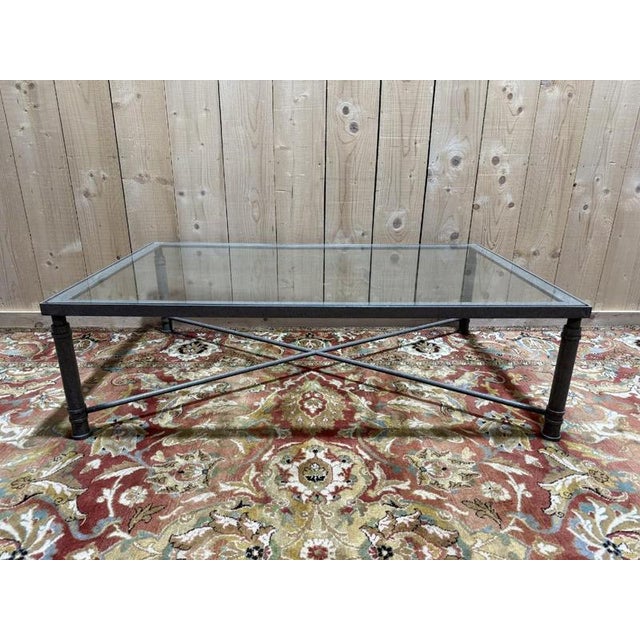 Metal Coffee Table in Iron and Glass, 1980 For Sale - Image 7 of 7