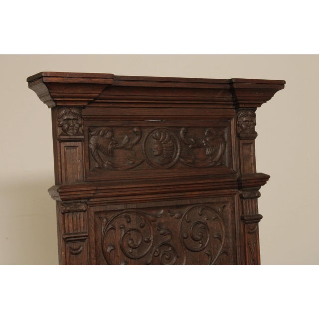 Late 19th Century Antique French Renaissance Revival Oak Throne Chair Hall Seat For Sale - Image 5 of 13