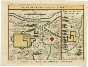 Antique Hand-Coloured Map of Cities in the Province of Shanxi in China, 1749