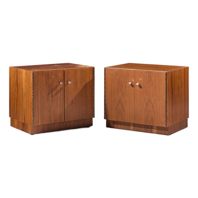 Directional Mid Century Walnut and Chrome Nightstands - Pair For Sale