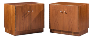 Directional Mid Century Walnut and Chrome Nightstands - Pair