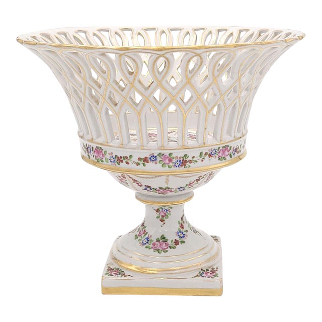 Vintage German Reticulated Footed Bowl, Circa 1920 For Sale