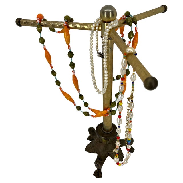 Brass and bronze jewelry stand on Tripod jewelry stand with 3 arms. This jewelry stand can be used on the vanity for rings...