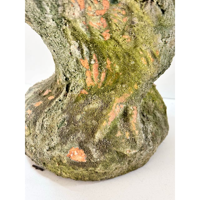 1980s Vintage Weathered Terracotta Rooster Garden Statue With Moss Patina For Sale - Image 5 of 9