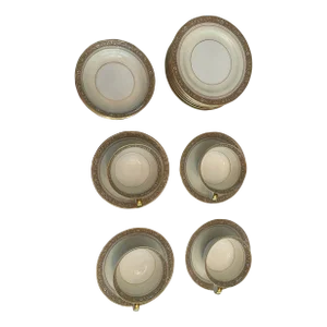 Mid 20th Century Noritake Tea/Coffee Dessert Set of Plates, Fruit Bowls and Cups and Saucers- 18 Pieces