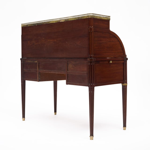 Louis XVI Style Cylinder Desk, Cuban Flamed Mahogany, 1890s For Sale - Image 10 of 10