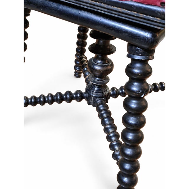 Early 20th Century Antique Swivel Stool with Turned Legs, 1900 For Sale - Image 5 of 6