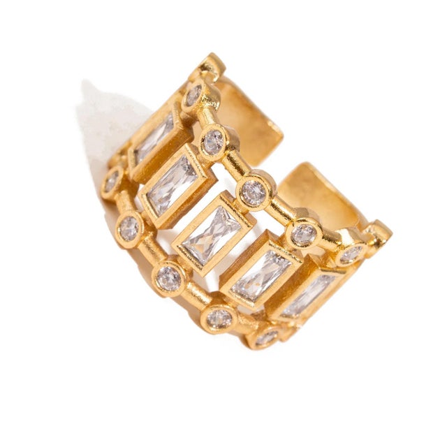 Early 21st Century Radiant Majesty Diamond Gold Adjustable Cuff Ring, Size 8 For Sale - Image 5 of 8