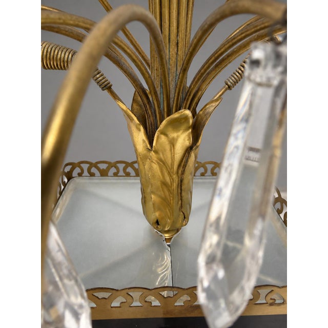 Maison Jansen Mid 20th Century Maison Jansen Style Hollywood Regency Brass and Cut-Glass Floral Table Lamp For Sale - Image 4 of 11