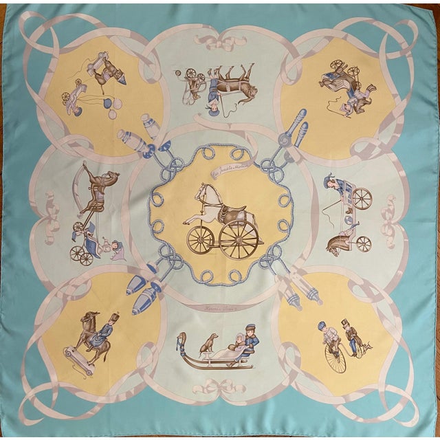 Textile HERMES MOBILE TOYS 1984 By Nina silk scarf For Sale - Image 7 of 10