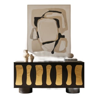 Charlize Modern Sideboard in Black and Gold For Sale