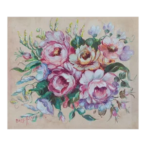 Vintage Pink Roses Gouache Painting