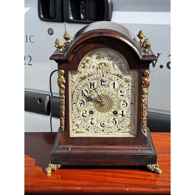 Quarter Striking Antique Bracket Clock. Has its key & pendulum. Ticking and chiming when wound. It's an antique and has...
