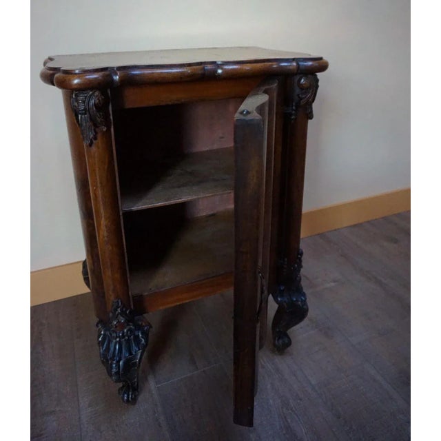 Italian Baroque Rococo Walnut Burl Nightstand, 1850s For Sale - Image 14 of 17