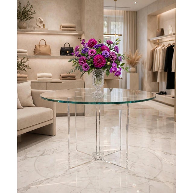 Vintage Acrylic Glass and Crystal Table, 1970s For Sale - Image 3 of 6
