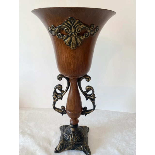 Metal Vintage Neoclassical Borghese Style Metal Vases Pair For Sale - Image 7 of 10