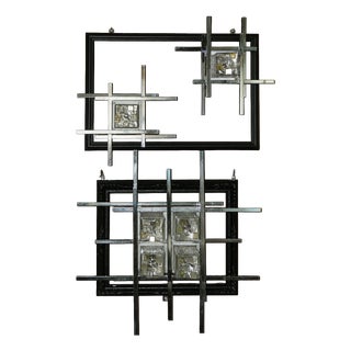Vintage Murano Glass and Steel Wall Lamps by Albano Poli for Poliarte, 1960s, Set of 3 For Sale