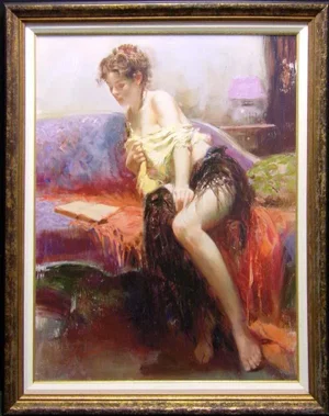 Pino "After Midnight"on Canvas Hand Signed & Embellished W/ Custom Frame