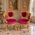 1970s Italian Artisan Baroque Gold Red Velvet Chairs-Pair For Sale - Image 11 of 11