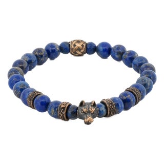 Lapis Lazuli Stone Powerful Wolf Courage Beaded Bracelet For Sale