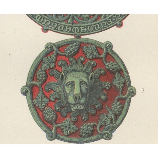 Ferdinand Séré, Lion Head Door Knockers, Lüneburg and Hamburg, 1851, Chromolithograph For Sale - Image 6 of 9