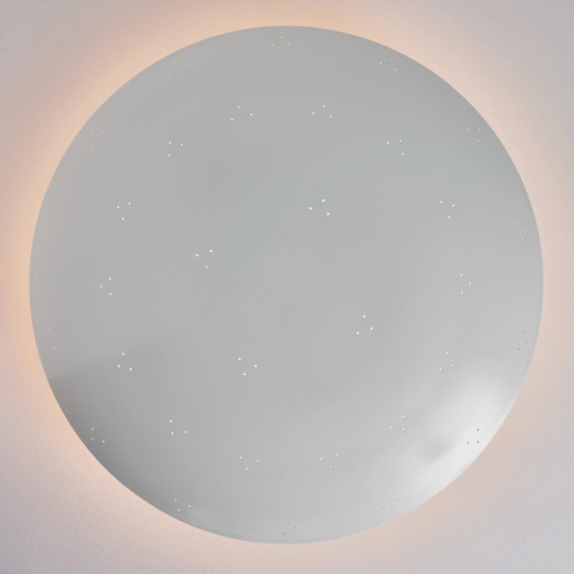 White Large Raul Reyes 'Rey 26' Perforated Dome Ceiling Lamp in White For Sale - Image 8 of 11