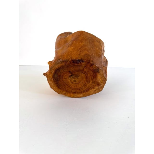 Hand Carved Solid Burl Wood Root Basket For Sale - Image 12 of 12