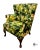 American Vintage Traditional Chippendale Style Channel Back Floral Print Wingback Accent Chair For Sale - Image 3 of 11