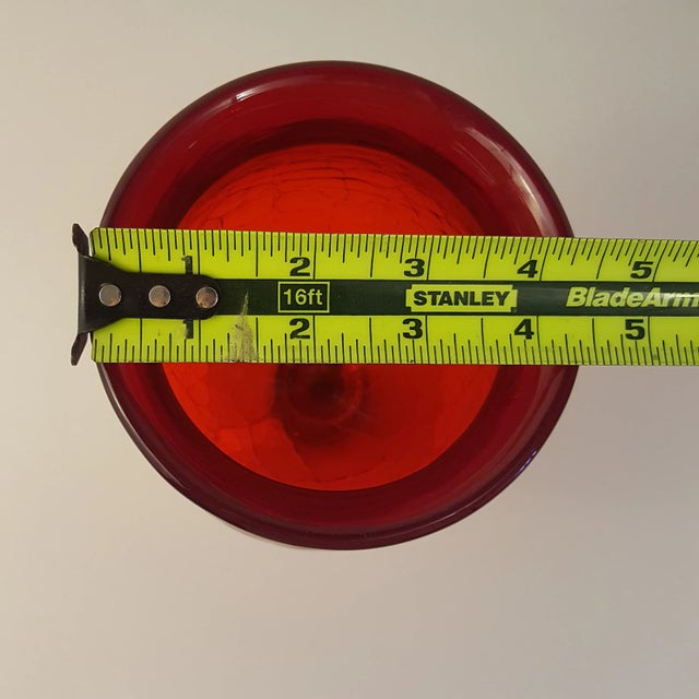 Mid 20th Century Blenko Mid-Century Amberina Crackle Glass Pedestal Bowl For Sale - Image 5 of 7