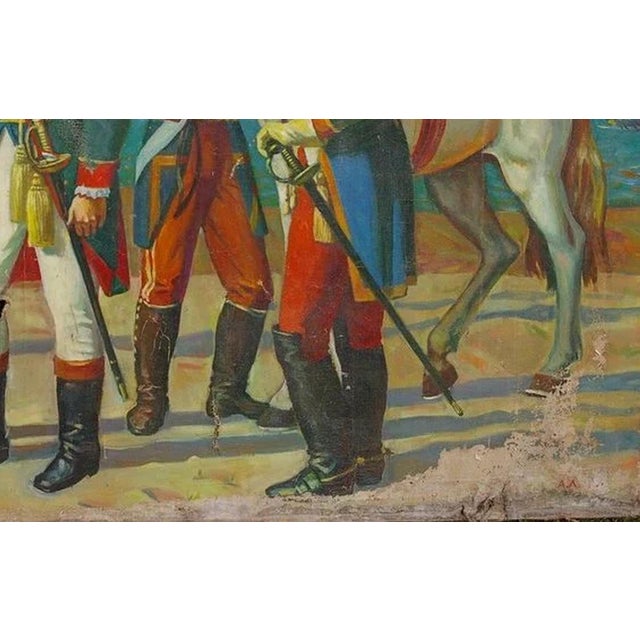 1970s Civil War Napoleon Oil Painting, Antique Soviet Art, Ukrainian Artist 120-200 For Sale - Image 5 of 6