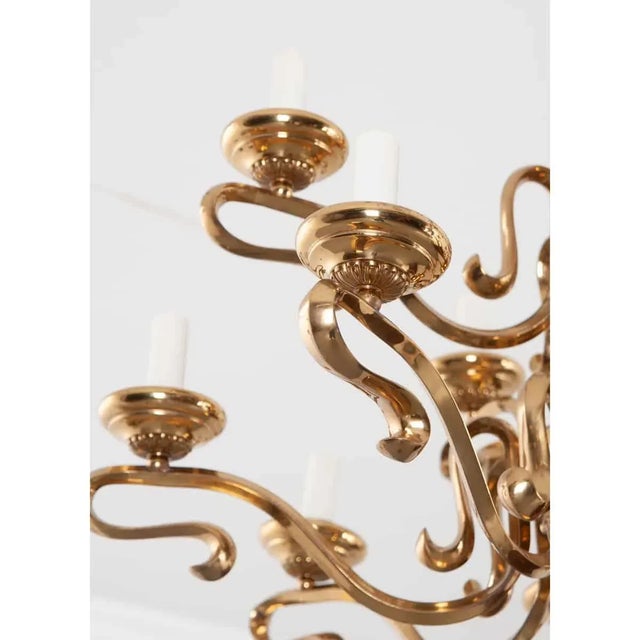 This vintage French brass chandelier is quite unusual; reluctant to be categorized into one style or period which is how...