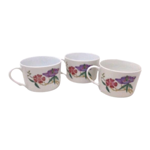 1960s 3 Cups Limoges Raynaud Ceralene Dioraflor Tea Coffee Mioraflor Floral France