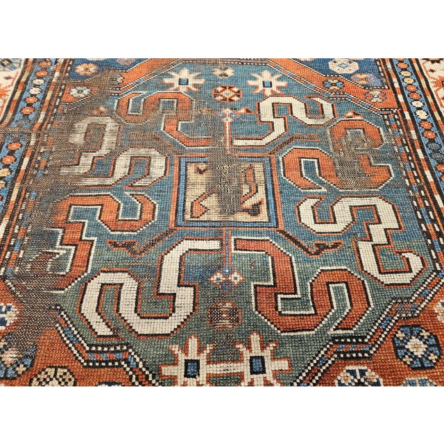 19th Century Caucasian Cloudband Kazak Rug, Hand-Woven Wool, Chondoresh, 4' x 9' For Sale - Image 11 of 13