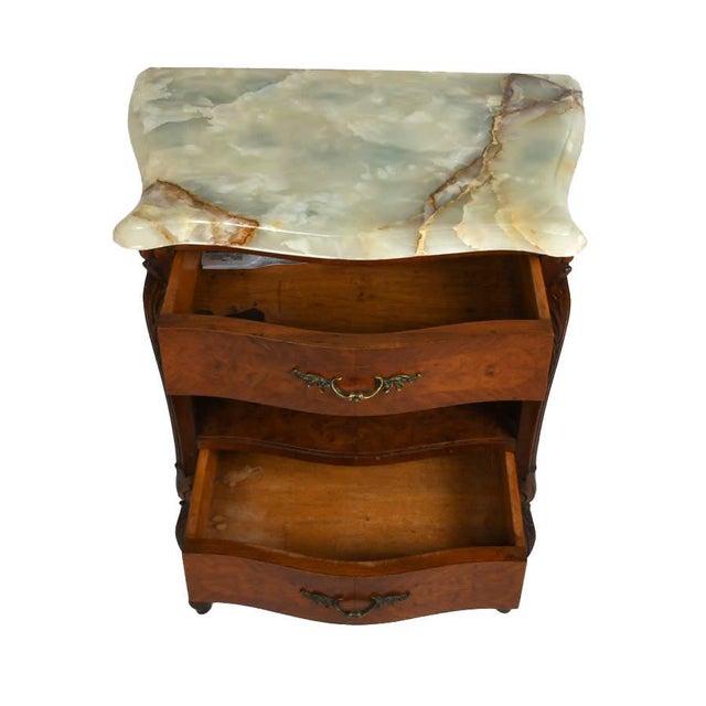Antique French Provincial Walnut Two‑Drawer Nightstand With Marble Top For Sale - Image 4 of 12