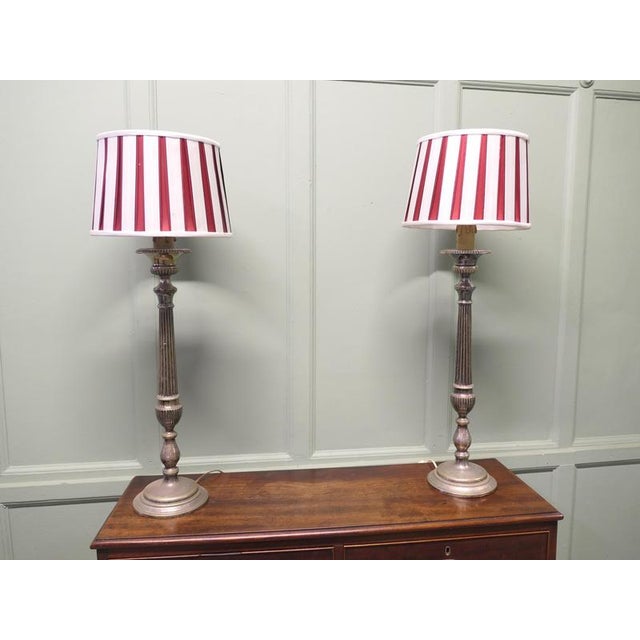 Large Silver-Plated Table Lamps, 1920, Set of 2 For Sale - Image 6 of 8