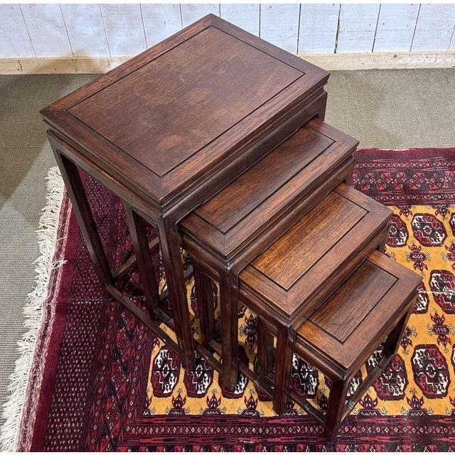Nesting Mahogany Tables, 1970s, Set of 4 For Sale - Image 9 of 14