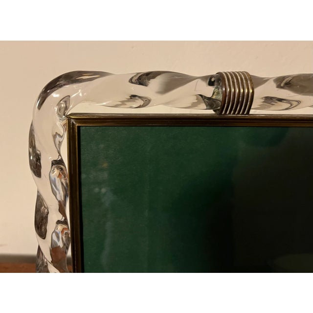 1930s Large 1930's Art Deco Murano Glass Twisted Rope and Brass Picture Frame For Sale - Image 5 of 12