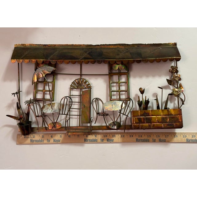 2000 - 2009 Mid-Century Modern MCM Copper Metal Brutalist Style Art Deco Café Bistro Wall Sculpture. For Sale - Image 5 of 6