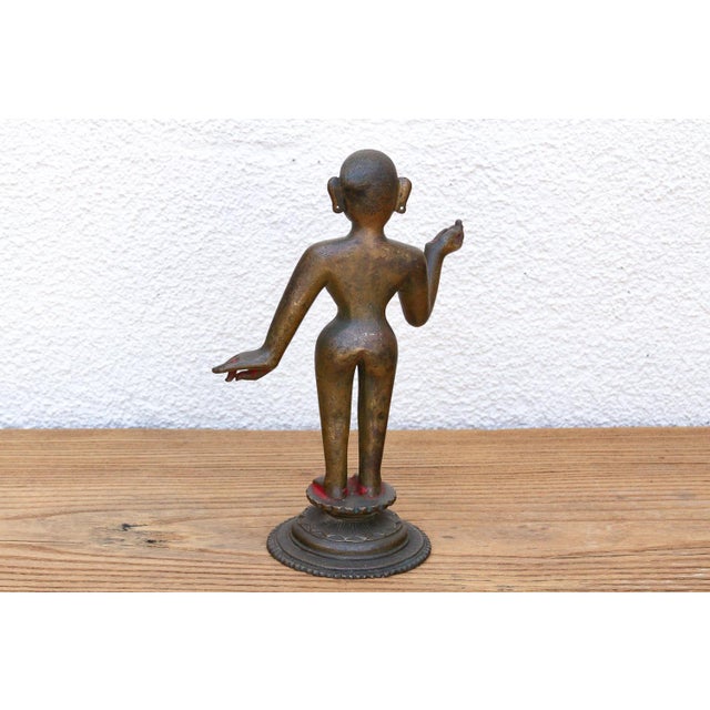 Antique Indian Cinnabar Bronze Apsara Statue For Sale - Image 9 of 11