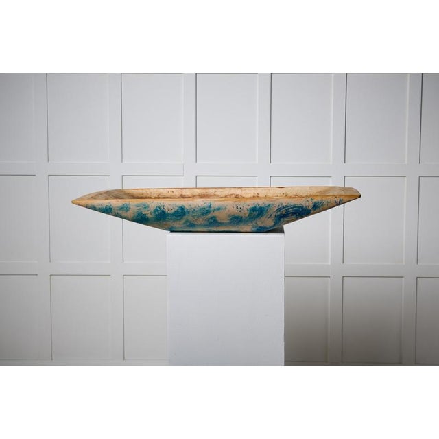 Blue marbled wooden trough and plate from Sweden made during the mid 1800s. This unique antique was made by hand in...